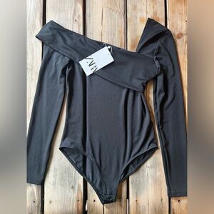 Zara Black Long Sleeve Bodysuit Size Small NWT